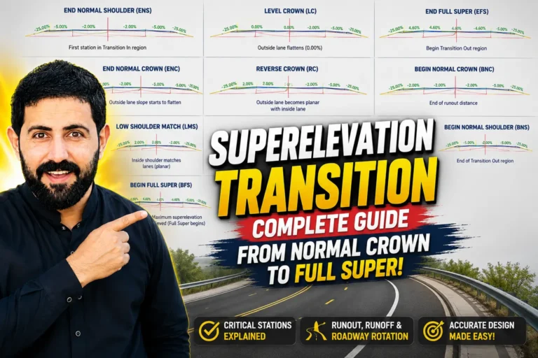 Superelevation Transition Explained From Normal Crown to Full Super in Highway Design