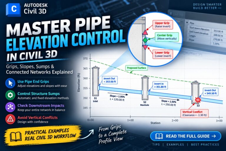 Editing Pipe Networks in Profile View Using Grips in Civil 3D